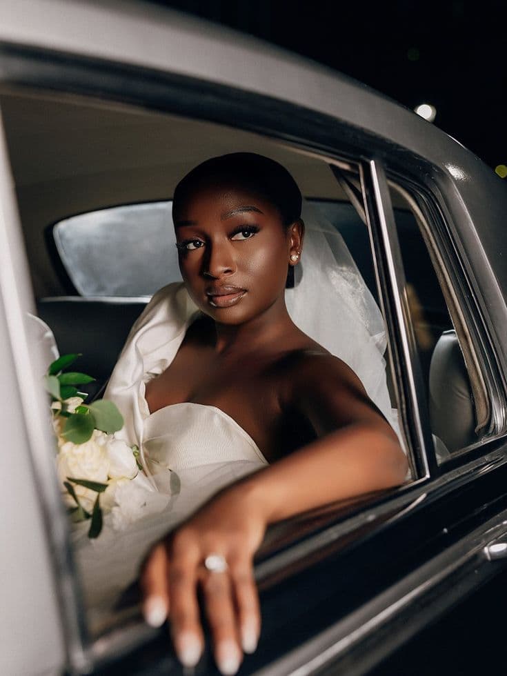 Bride in the car